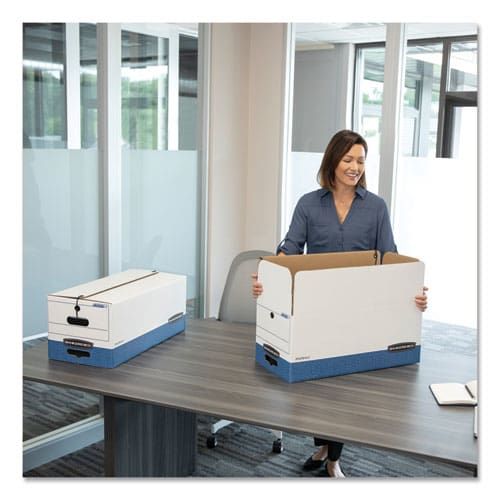 Bankers Box Liberty Heavy-duty Strength Storage Boxes Legal Files 15.25 X 24.13 X 10.75 White/blue 12/carton - School Supplies - Bankers