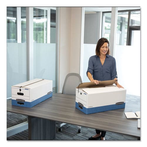 Bankers Box Liberty Heavy-duty Strength Storage Boxes Legal Files 15.25 X 24.13 X 10.75 White/blue 4/carton - School Supplies - Bankers Box®