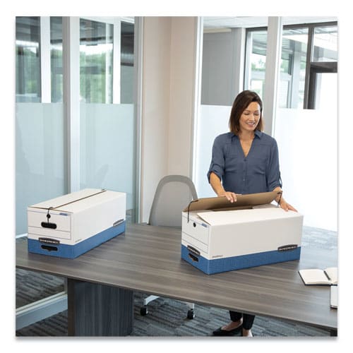 Bankers Box Liberty Heavy-duty Strength Storage Boxes Letter Files 12.25 X 24.13 X 10.75 White/blue 12/carton - School Supplies - Bankers