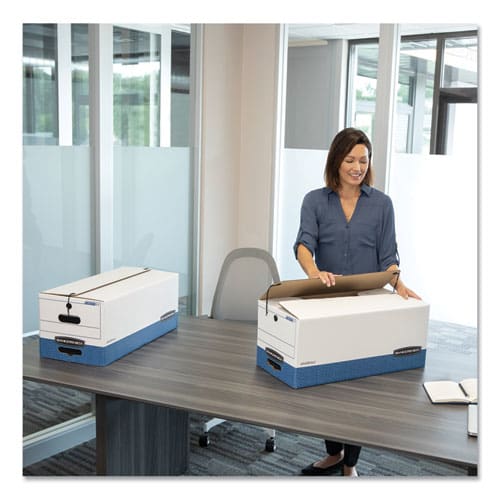 Bankers Box Liberty Heavy-duty Strength Storage Boxes Letter Files 12.25 X 24.13 X 10.75 White/blue 4/carton - School Supplies - Bankers