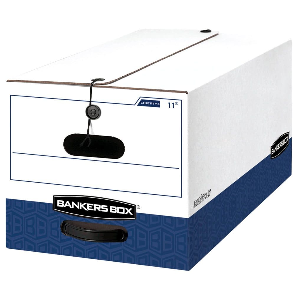 Bankers Box LIBERTY Heavy-Duty Strength Storage Box White/Blue (Letter 12/Carton) - Portable Storage Boxes & Drawers - Bankers Box