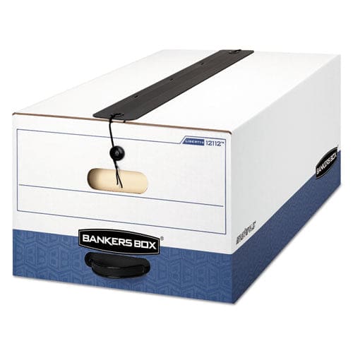 Bankers Box Liberty Plus Heavy-duty Strength Storage Boxes Legal Files 15.25 X 24.13 X 10.75 White/blue 12/carton - School Supplies -