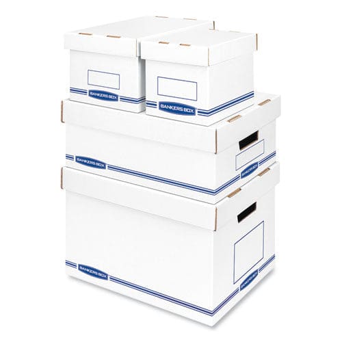 Bankers Box Organizer Storage Boxes Large 12.75 X 16.5 X 6.5 White/blue 12/carton - School Supplies - Bankers Box®