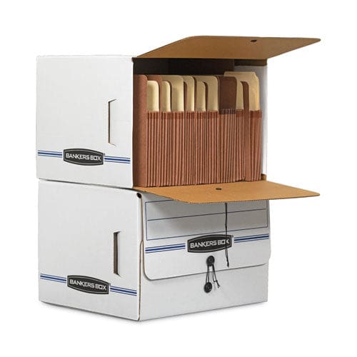 Bankers Box Side-tab Storage Boxes Letter Files White/blue 12/carton - School Supplies - Bankers Box®