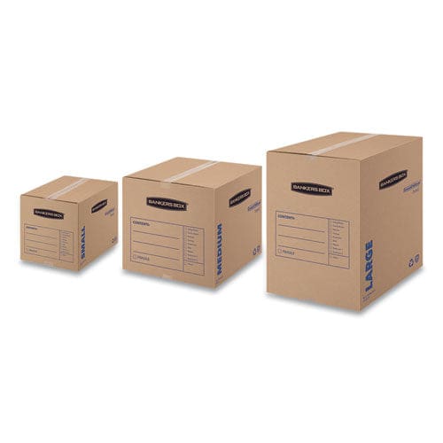 Bankers Box Smoothmove Basic Moving Boxes Regular Slotted Container (rsc) Small 12 X 16 X 12 Brown/blue 25/bundle - Office - Bankers Box®