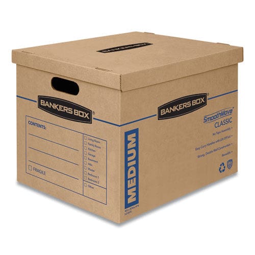 Bankers Box Smoothmove Classic Moving/storage Boxes Half Slotted Container (hsc) Medium 15 X 18 X 14 Brown/blue 8/carton - Office - Bankers