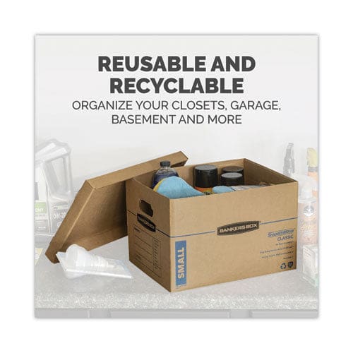Bankers Box Smoothmove Classic Moving/storage Boxes Half Slotted Container (hsc) Small 12 X 15 X 10 Brown/blue 10/carton - Office - Bankers