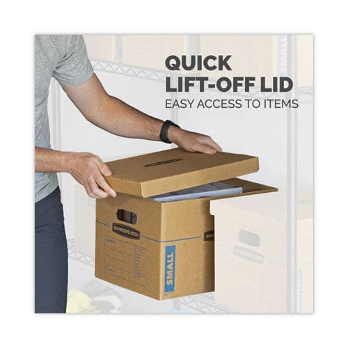 Bankers Box Smoothmove Classic Moving/storage Boxes Half Slotted Container (hsc) Small 12 X 15 X 10 Brown/blue 10/carton - Office - Bankers