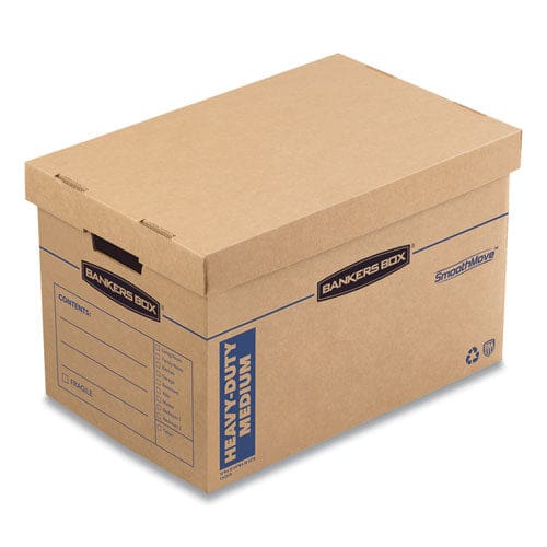 Bankers Box Smoothmove Maximum Strength Moving Boxes Half Slotted Container (hsc) Medium 12.25 X 18.5 X 12 Brown/blue 8/pack - Office -