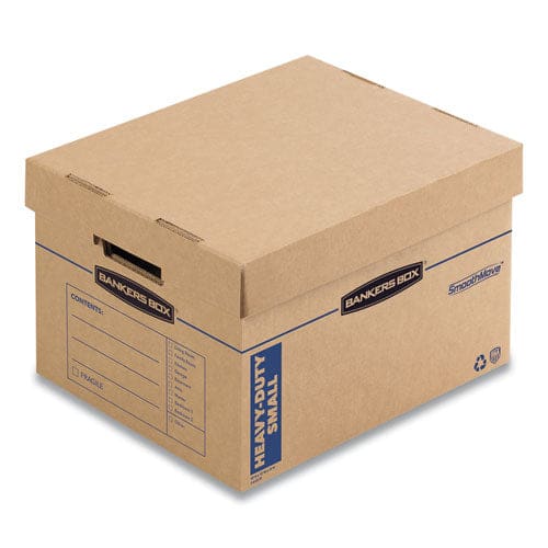 Bankers Box Smoothmove Maximum Strength Moving Boxes Half Slotted Container (hsc) Small 15 X 15 X 12 Brown/blue 8/pack - Office - Bankers