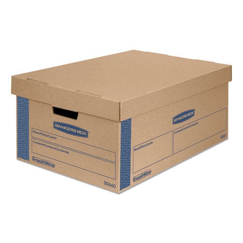 Bankers Box Smoothmove Prime Moving/storage Boxes Lift-off Lid Half Slotted Container Large 15 X 24 X 10 Brown/blue 8/carton - Office -