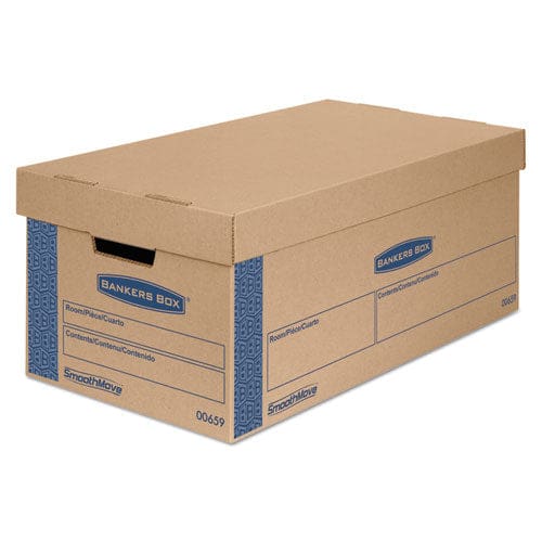 Bankers Box Smoothmove Prime Moving/storage Boxes Lift-off Lid Half Slotted Container Small 12 X 24 X 10 Brown/blue 8/carton - Office -