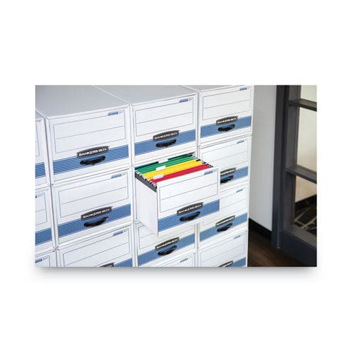 Bankers Box Stor/drawer Steel Plus Extra Space-savings Storage Drawers 10.5 X 25.25 X 5.25 White/blue 12/carton - Office - Bankers Box®