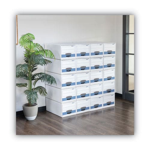 Bankers Box Stor/drawer Steel Plus Extra Space-savings Storage Drawers 10.5 X 25.25 X 5.25 White/blue 12/carton - Office - Bankers Box®