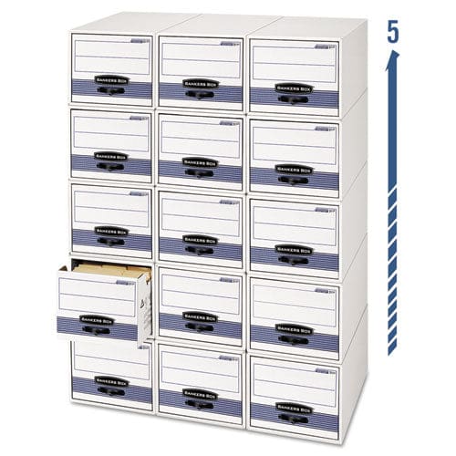Bankers Box Stor/drawer Steel Plus Extra Space-savings Storage Drawers Legal Files 17 X 25.5 X 11.5 White/blue 6/carton - School Supplies -