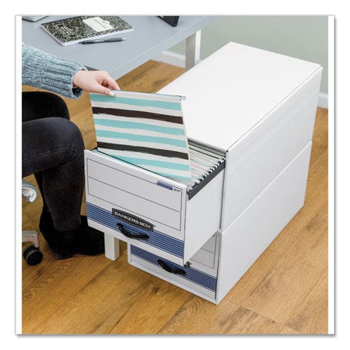 Bankers Box Stor/drawer Steel Plus Extra Space-savings Storage Drawers Letter Files 14 X 25.5 X 11.5 White/blue 6/carton - School Supplies -