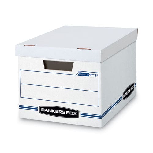 Bankers Box Stor/file Basic-duty Storage Boxes Letter/legal Files 12.5 X 16.25 X 10.5 White/blue 4/carton - School Supplies - Bankers Box®