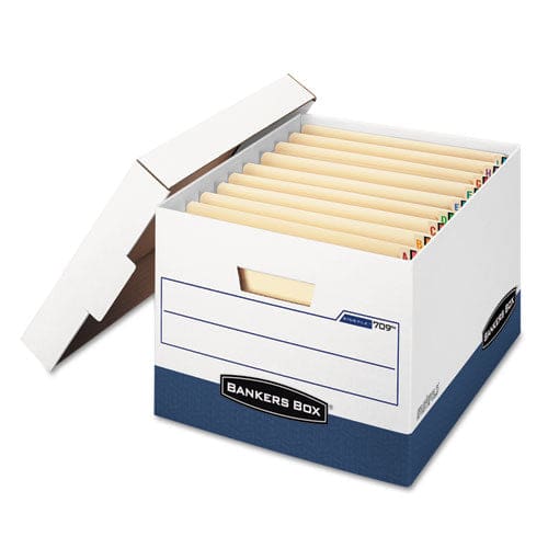 Bankers Box Stor/file End Tab Storage Boxes Letter/legal Files White/blue 12/carton - School Supplies - Bankers Box®