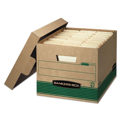 Bankers Box Stor/file Medium-duty 100% Recycled Storage Boxes Letter Files 12.88 X 25.38 X 10.25 Kraft/green 12/carton - School Supplies -