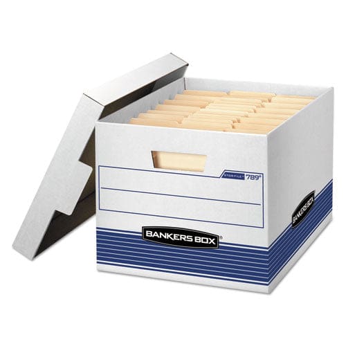 Bankers Box Stor/file Medium-duty Letter/legal Storage Boxes Letter/legal Files 12.75 X 16.5 X 10.5 White/blue 12/carton - School Supplies -