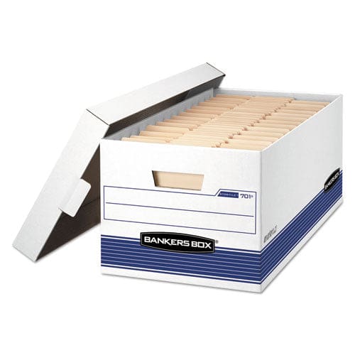 Bankers Box Stor/file Medium-duty Storage Boxes Legal Files 15.88 X 25.38 X 10.25 White/blue 12/carton - School Supplies - Bankers Box®