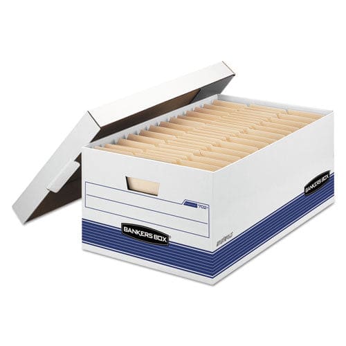 Bankers Box Stor/file Medium-duty Storage Boxes Legal Files 15.88 X 25.38 X 10.25 White/blue 4/carton - School Supplies - Bankers Box®