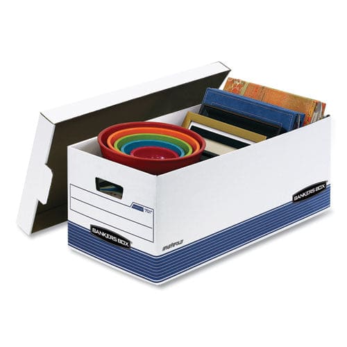 Bankers Box Stor/file Medium-duty Storage Boxes Letter Files 12.88 X 25.38 X 10.25 White/blue 4/carton - School Supplies - Bankers Box®