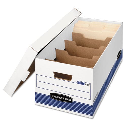 Bankers Box Stor/file Medium-duty Storage Boxes With Dividers Letter Files 12.88 X 25.38 X 10.25 White/blue 12/carton - School Supplies -