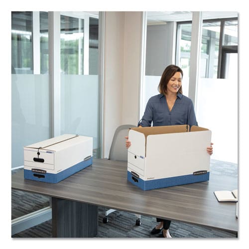 Bankers Box Stor/file Medium-duty Strength Storage Boxes Legal Files 15.25 X 19.75 X 10.75 White/blue 4/carton - School Supplies - Bankers