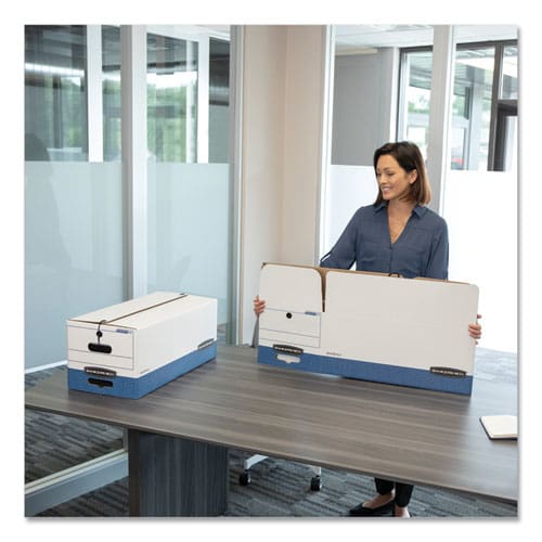 Bankers Box Stor/file Medium-duty Strength Storage Boxes Legal Files 15.25 X 24.13 X 10.75 White/blue 12/carton - School Supplies - Bankers