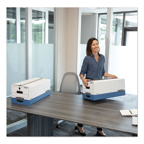 Bankers Box Stor/file Medium-duty Strength Storage Boxes Letter Files 12.25 X 24.13 X 10.75 White/blue 4/carton - School Supplies - Bankers