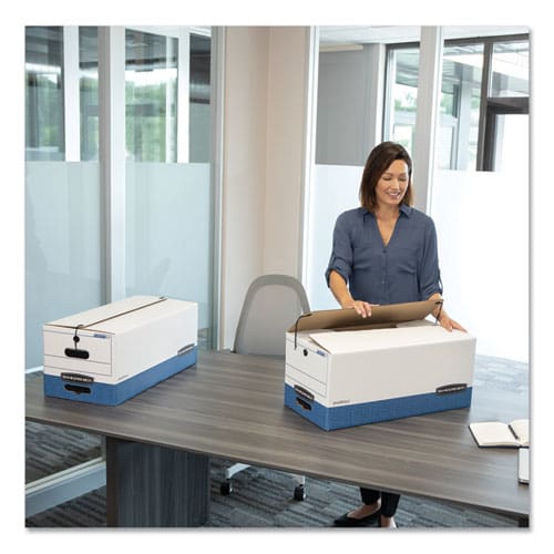 Bankers Box Stor/file Medium-duty Strength Storage Boxes Letter Files 12.25 X 24.13 X 10.75 White/blue 4/carton - School Supplies - Bankers