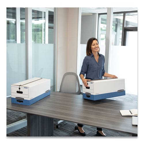 Bankers Box Stor/file Medium-duty Strength Storage Boxes Letter/legal Files 12.25 X 16 X 11 White/blue 12/carton - School Supplies - Bankers