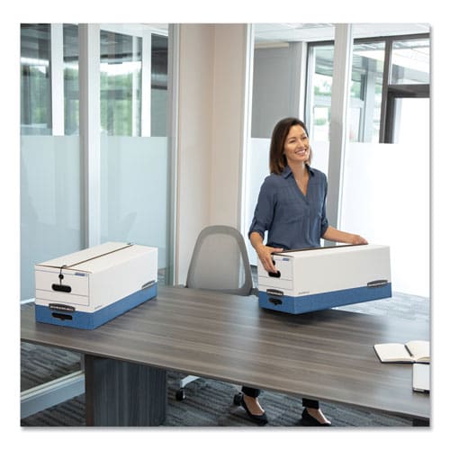 Bankers Box Stor/file Medium-duty Strength Storage Boxes Letter/legal Files 12.25 X 16 X 11 White/blue 4/carton - School Supplies - Bankers