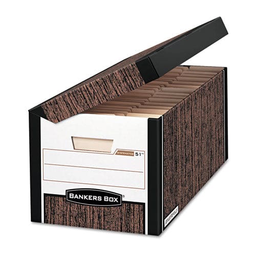 Bankers Box Systematic Medium-duty Strength Storage Boxes Letter/legal Files Woodgrain 12/carton - School Supplies - Bankers Box®