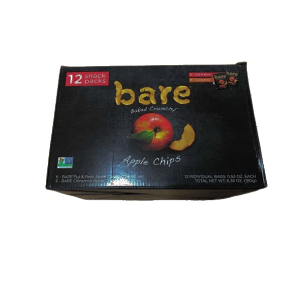 Bare Natural Apple Chips, Snack Size Variety Pack, Gluten Free + Baked, 0.53 Oz (12 Count) - ShelHealth.Com