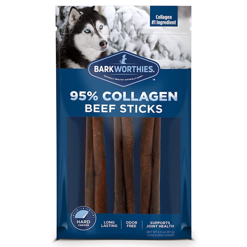 Barkworthies Dog Collagen Grain Freer Stick 6 inch 3 pack (Case of 6) - Pet Supplies - Barkworthies