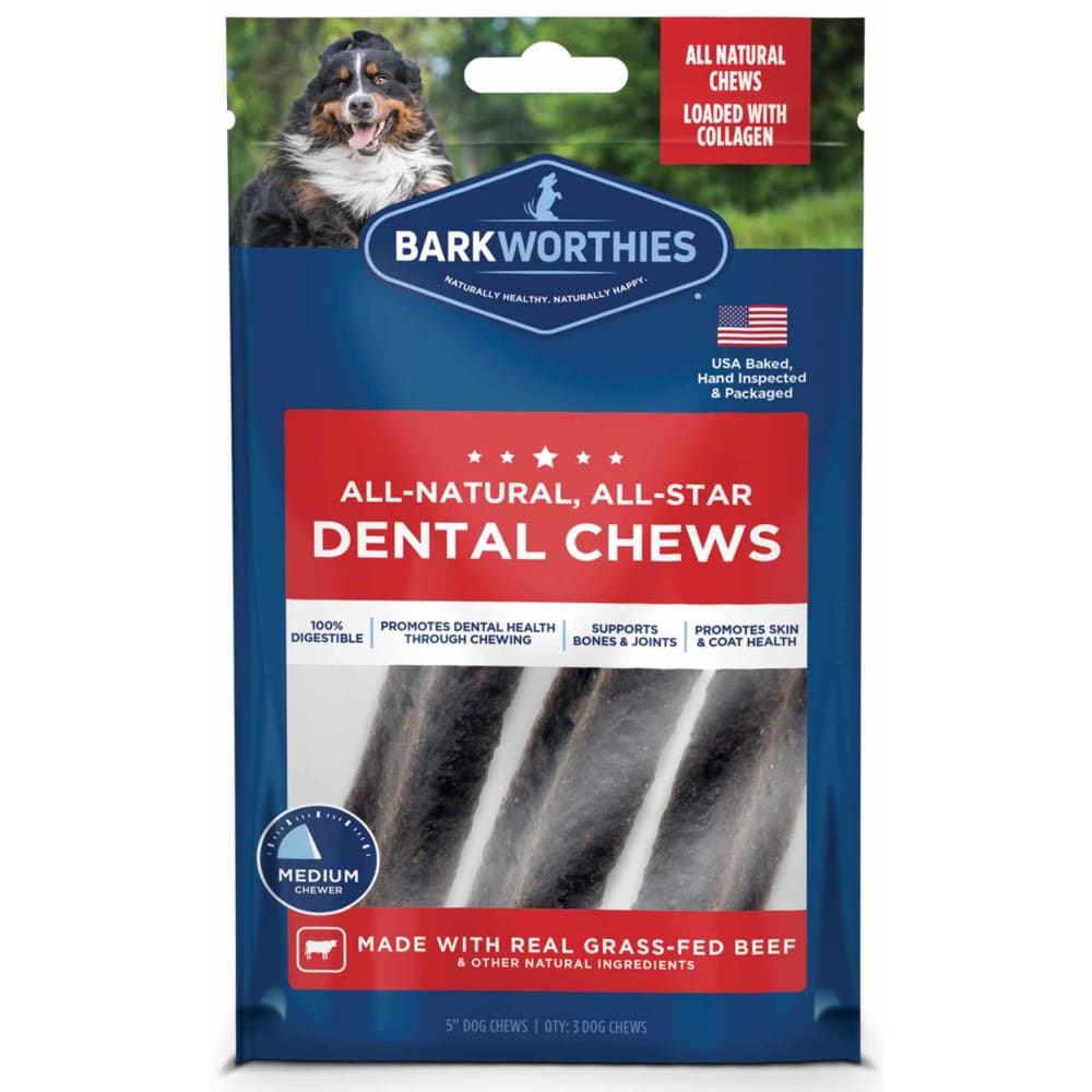 Barkworthies Dog Dental Chew 5In 3Pk - Pet Supplies - Barkworthies
