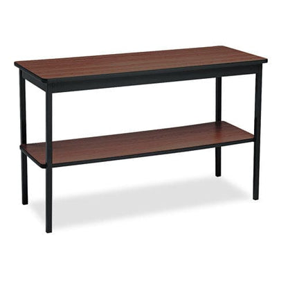 Barricks Utility Table With Bottom Shelf Rectangular 48w X 18d X 30h Walnut/black - Office - Barricks