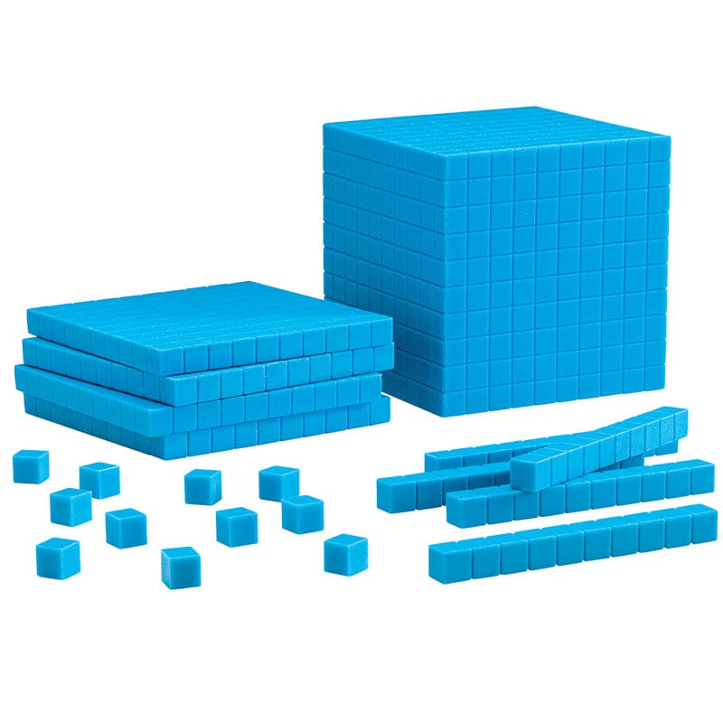 Base Ten Starter Set Plastic Blue 100 Units 30 Rods 10 Flats 1 Cube - Base Ten - Learning Resources