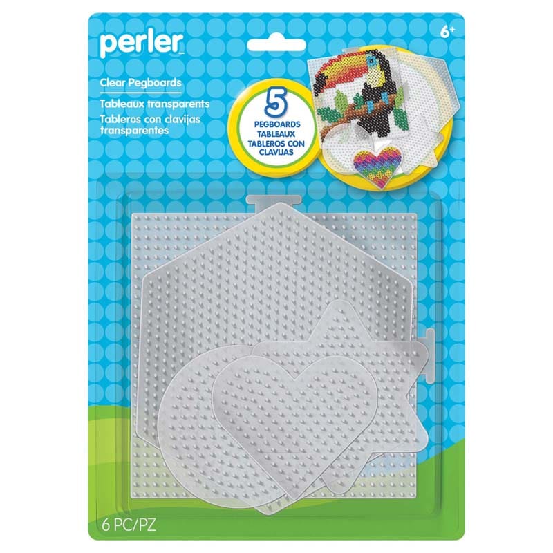 Basic Shapes Clear Pegboards 5Pk Small & Large (Pack of 6) - Art & Craft Kits - Perler