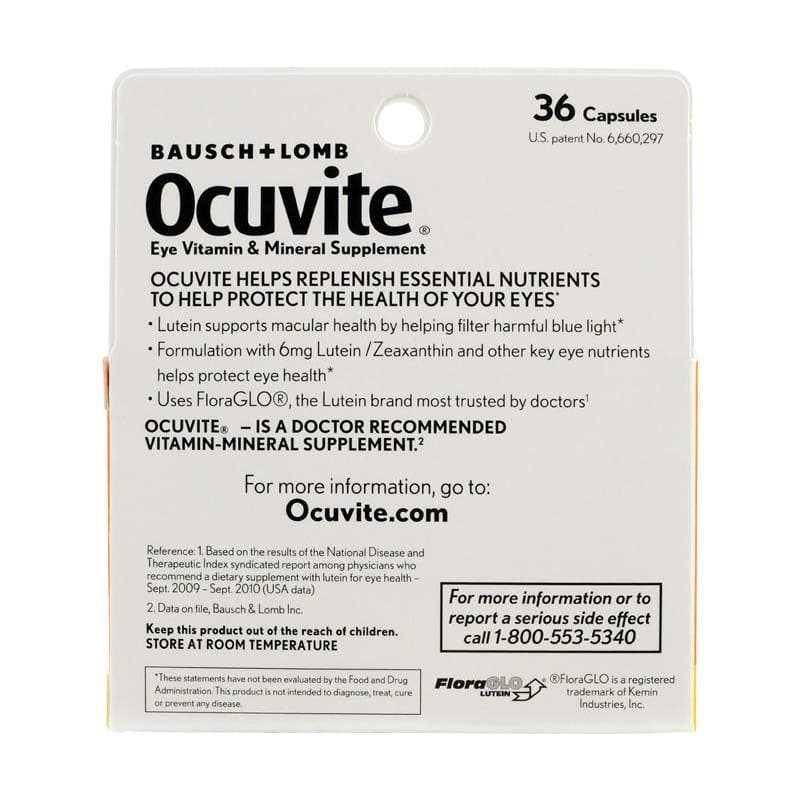 Bausch and Lomb Ocuvite With Lutein Antio Cap 6Mg Box of T36 - Over the Counter >> Vitamins and Minerals - Bausch and Lomb