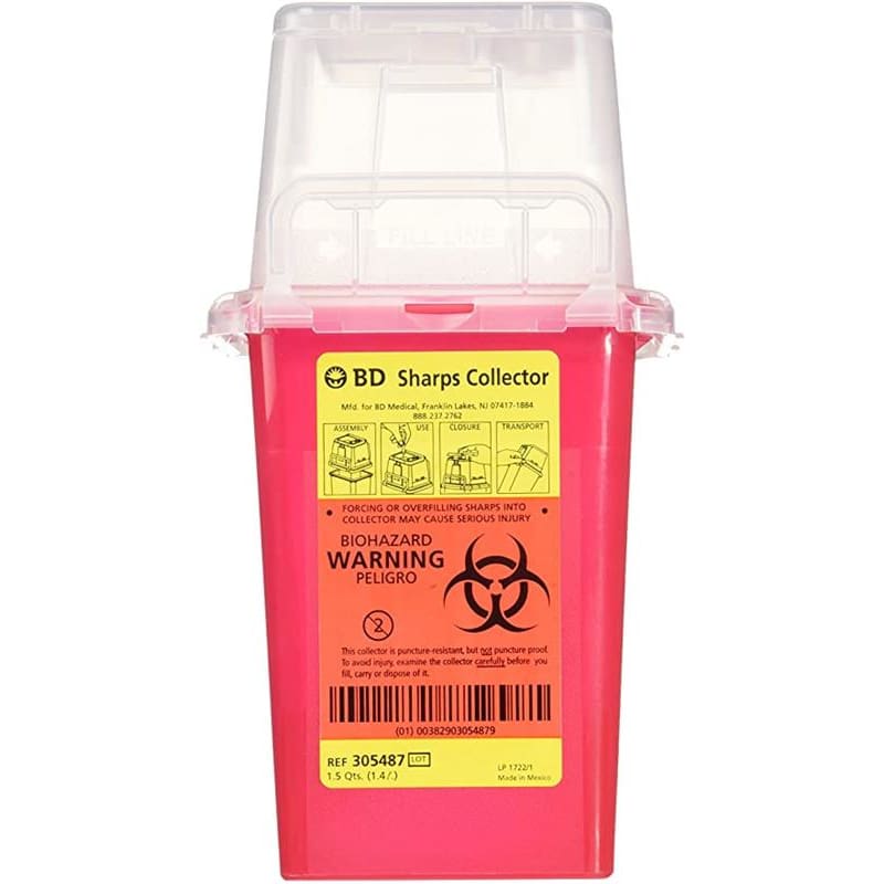 BD Medical Sharps Container 1.5 Qt Phlebotomy (Pack of 2) - Nursing Supplies >> Sharps Collectors - BD Medical