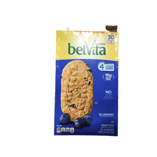 Belvita Blueberry Biscuits, 1.76 oz, 30 Count, 4 Pack - ShelHealth.Com