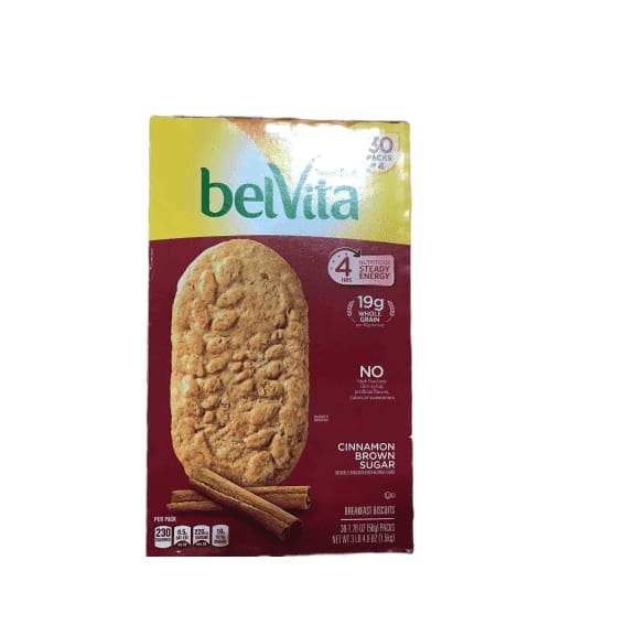 Belvita Cinnamon Brown Sugar Biscuits, 1.76 oz, 30 Count, 4 Pack - ShelHealth.Com