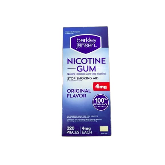 Berkley Jensen 4mg Nicotine Gum, Original Flavor, 320 ct. - ShelHealth.Com
