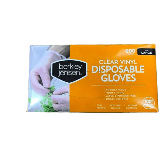 berkley jensen Clear vinyl Disposable Gloves, Large, 200 Count - ShelHealth.Com