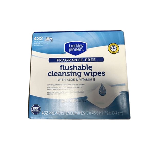 Berkley Jensen Flushable Cleansing Wipes with Aloe and Vitamin E, 432 ct. - ShelHealth.Com