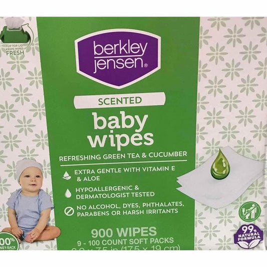 Berkley Jensen Green Tea & Cucumber Scented Baby Wipes, 9 pk./100 ct. - ShelHealth.Com
