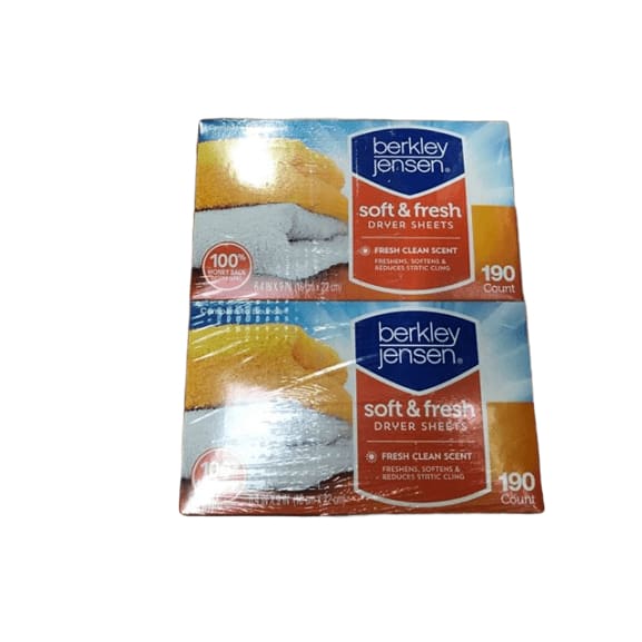 Berkley Jensen Soft & Fresh Dryer Sheets, 2 pk./190 ct. - ShelHealth.Com